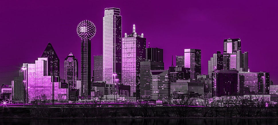 purple dallas skyline