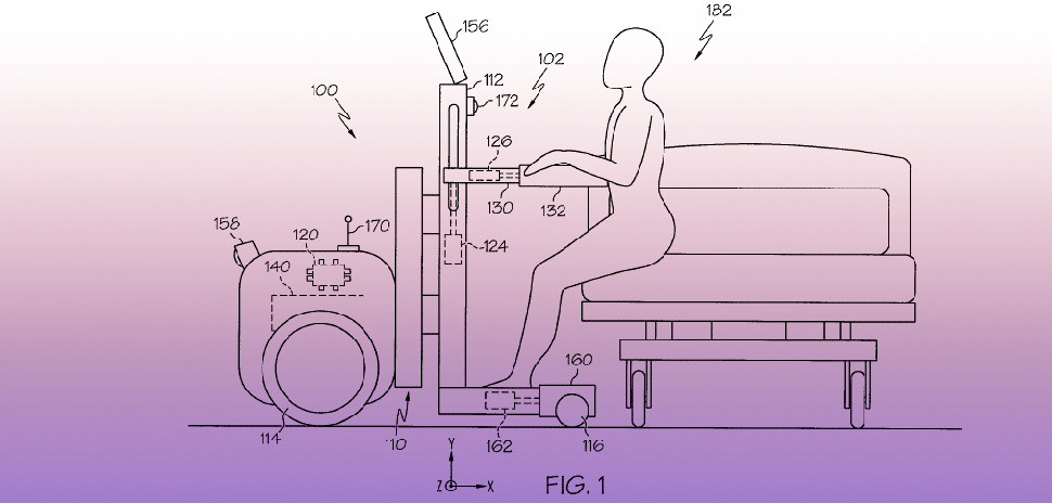 An illustration from Toyota’s newly granted patent for a physical assistive robotic system. [Image: USPTO, Patent No. 10478365]
