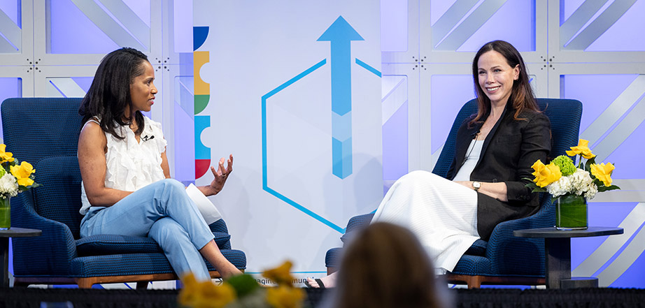 Barbara Bush, co-founder and board chair of the nonprofit Global Health Corps, right, in conversation with Shena Ashley, vice president of Capital One community impact and investment and president at the Capital One Insight Center. [Photo: Capital One Reimagine Communities Summit 2024]