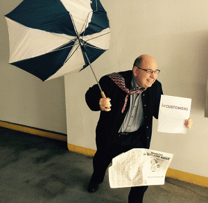 The winning selfie. Despite the storms on the east coast, knowledge solutions customer service supervisor Mike Barile fought his way to work because he loves our customers.