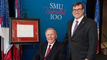 Dr. Bobby Lyle and Dr. Duncan MacFarlane, SMU's first Bobby B. Lyle Centennial Chair in Engineering Entrepreneurship. Photo by Hillsman S. Jackson/SMU.