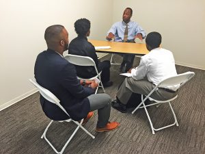 Young entrepreneurs listen to a mentor at Dallas Startup Week. (Photos by Michael Gordon)