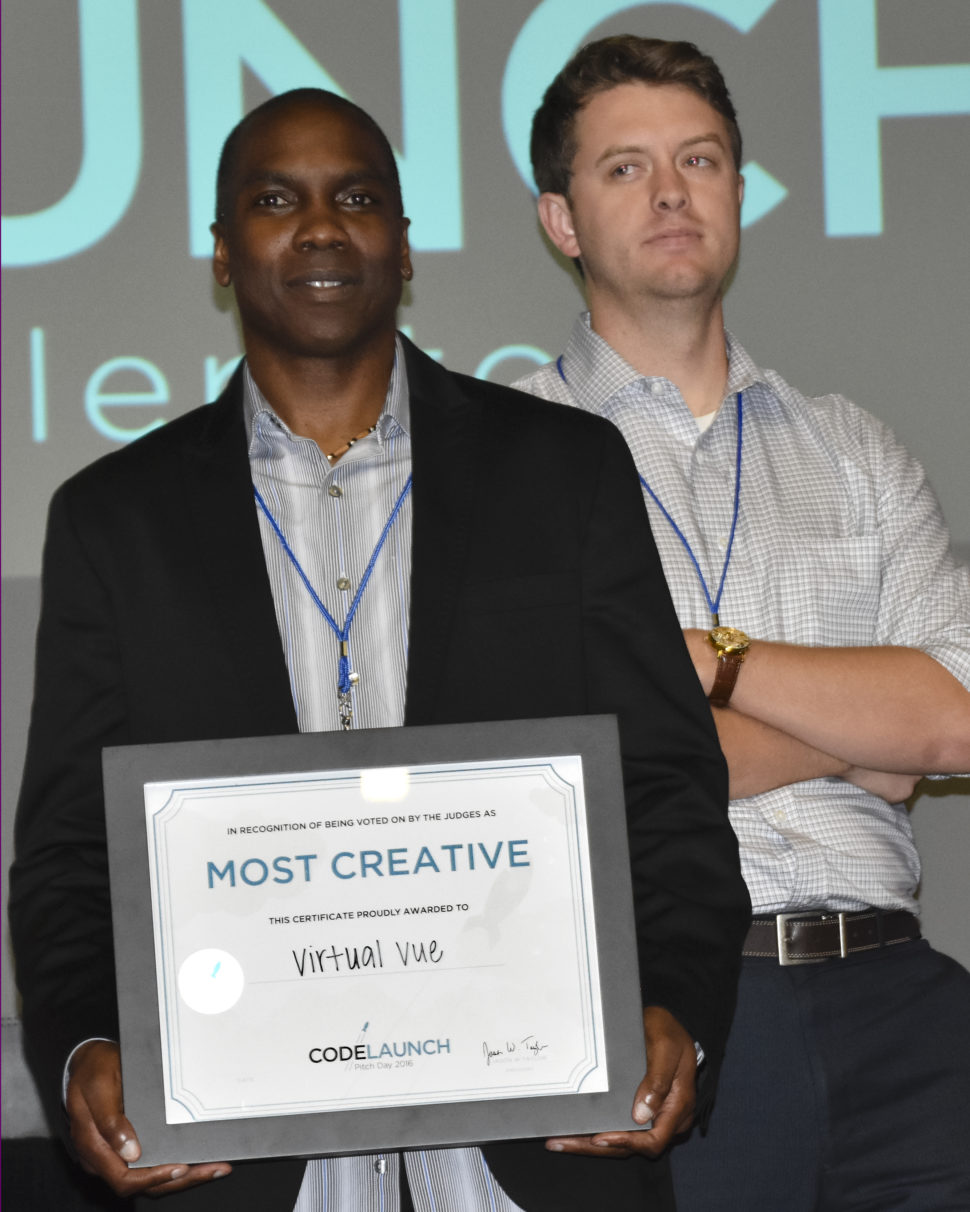 Most Creative went to Eric Fooks of VirtualVue. [Photo: Dallas Innovates ]