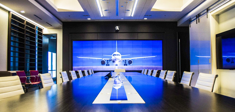 The Sabre suit conference room offers a touch screen display for presentations.