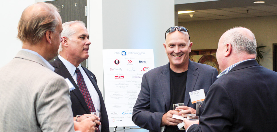 From left to right: Executive Host Mark Austin, VP Big Data, AT&T; Andrew Jackson, BravoTECH; Executive Host Gregory Ericson, CIO, Essilor; Rost Ginevich, Overdale Group