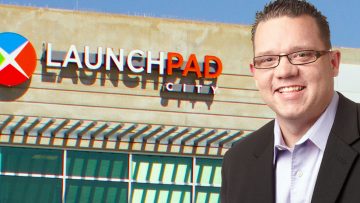 Brian Dick and the Launchpad headquarters in Addison