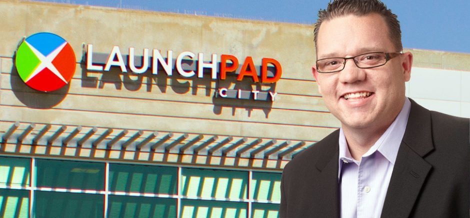 Brian Dick and the Launchpad headquarters in Addison