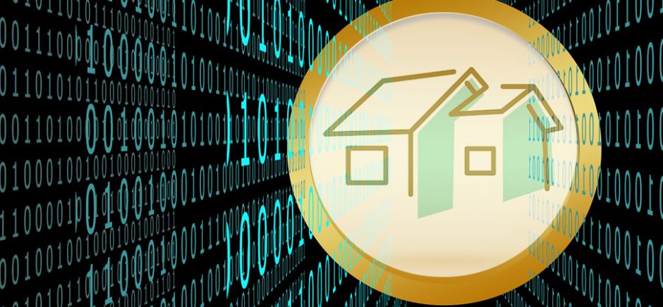 Bitcoin blockchain housing development illustration