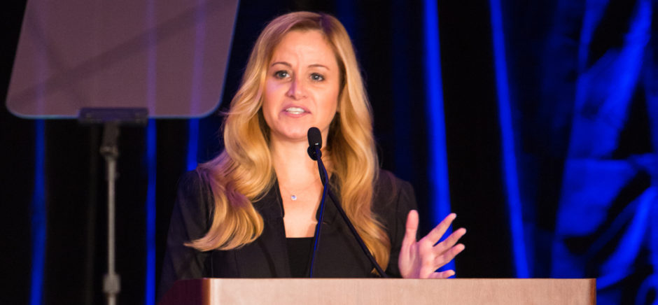Emily Vacher, director of trust and safety at Facebook, was the keynote speaker at the Crimes Against Children Conference Monday morning at the Sheraton Hotel in downtown Dallas. [Photo: Chase Mardis]
