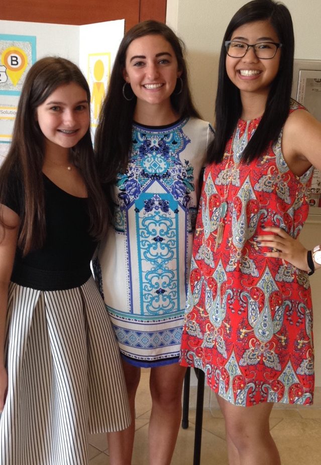 From left: Cristina Contreras, Kaylee Kimbrough, and Emily Chang developed the A2B app and won the congressional challenge for the 4th Congressional District.