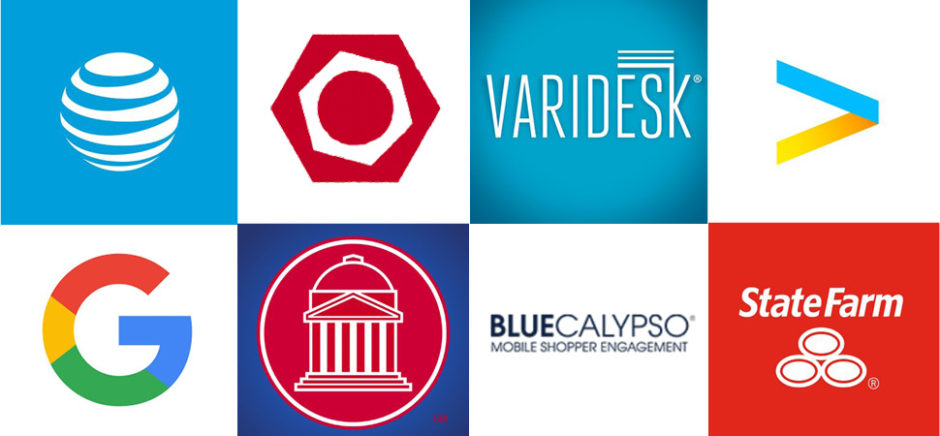 Patents were granted to (clockwise from upper left) Accenture Global Solutions, Varidesk, Blue Calypso, Paragon Furniture, Google, Southern Methodist University, AT&T, State Farm, and more.