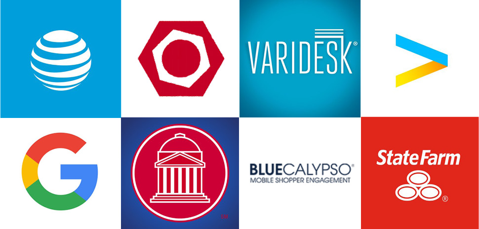 Patents were granted to (clockwise from upper left) Accenture Global Solutions, Varidesk, Blue Calypso, Paragon Furniture, Google, Southern Methodist University, AT&T, State Farm, and more.