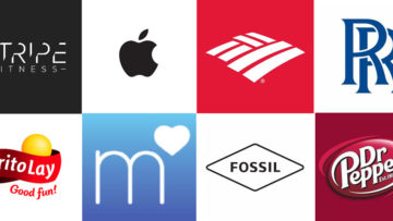 Clockwise from upper left: Companies assigned patents include Stripe Fitness, Apple, Bank of America, Rolls-Royce Corporation, Dr Pepper/Seven Up, Fossil Group, Match.com, and Frito-Lay North America.