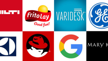 Clockwise from upper left: Patents were assigned to Hilti, Frito Lay, Varidesk, GE, Mary Kay, Google, Red Hat, and Electrolux.