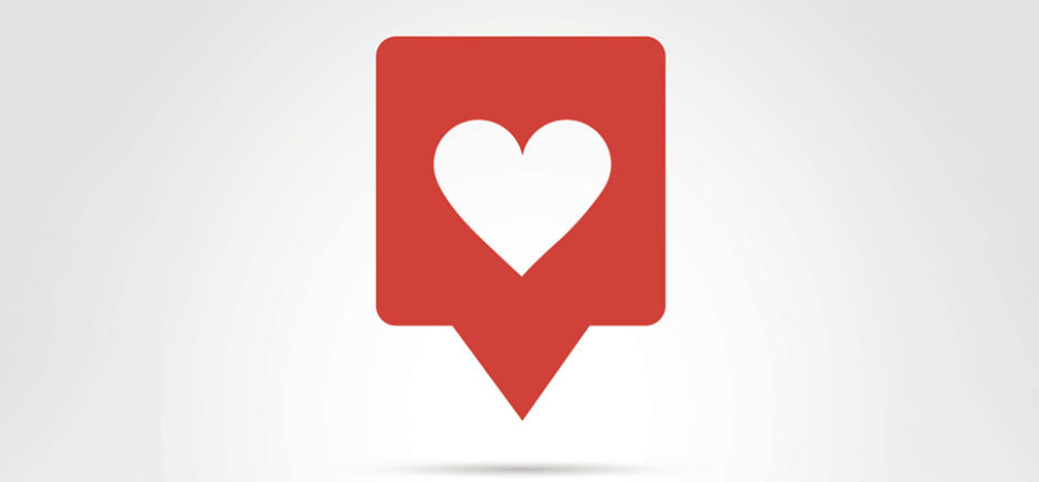 Vector illustration - heart, like social button with red heart.