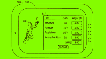 An illustration from Micro-Gaming Ventures’ patent No. 9978218 depicts a method and system for micro-betting. The wager(s) can be managed and controlled remote from electronically placing the micro-bet(s) during a round of micro-betting, according to the patent documents. [Via USPTO]