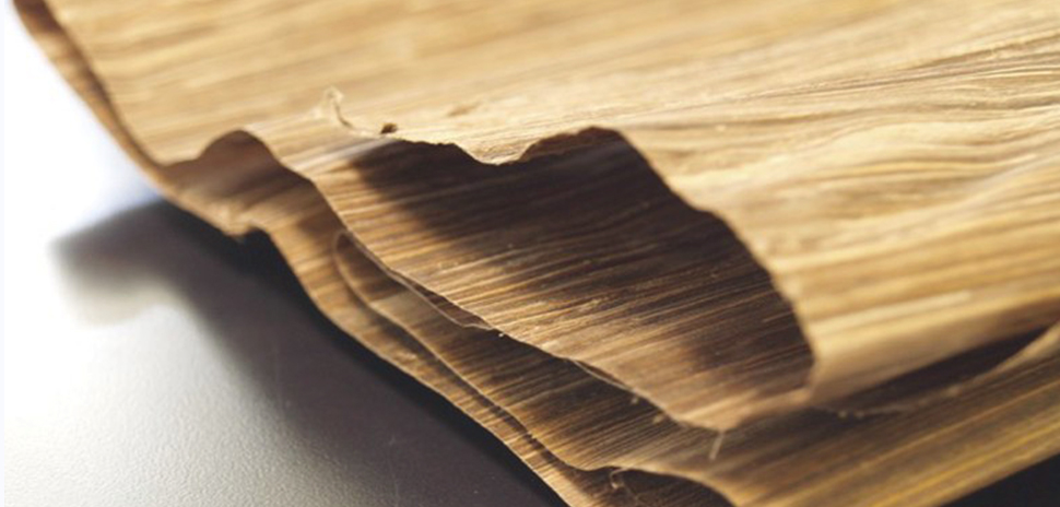 FIBandCO’s new Green Blade wood-like veneer is made from byproducts of banana plant harvesting. [Photo: Fibandco]