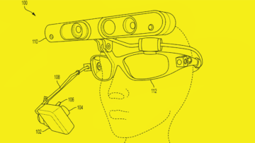 An illustration from the Board of Regents of the University of Texas System’s patent No. 10007336 demonstrating a mobile, low-cost three-dimensional gaze estimation. The headset may include an “eye-tracking camera and scene camera to create multi-dimensional pictures in the direction of the user’s view.