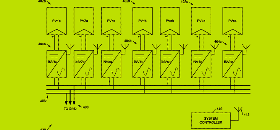 An illustration from Patent No. 10056759  shows Tesla’s “modular adjustable power factor renewable energy inverter system.”