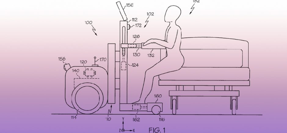 An illustration from Toyota’s newly granted patent for a physical assistive robotic system. [Image: USPTO, Patent No. 10478365]