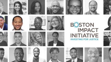 Benjamin Vann and Brandon Anderson (pictured second row, from left) were selected as Boston Impact Initiative fellows to join 24 other leaders throughout the nation working to build place-based integrated capital funds. 