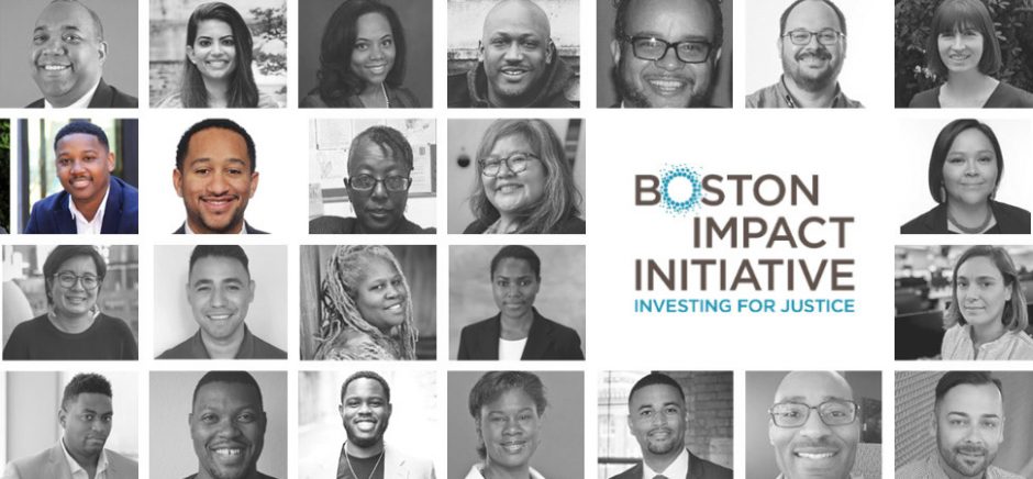 Benjamin Vann and Brandon Anderson (pictured second row, from left) were selected as Boston Impact Initiative fellows to join 24 other leaders throughout the nation working to build place-based integrated capital funds. 