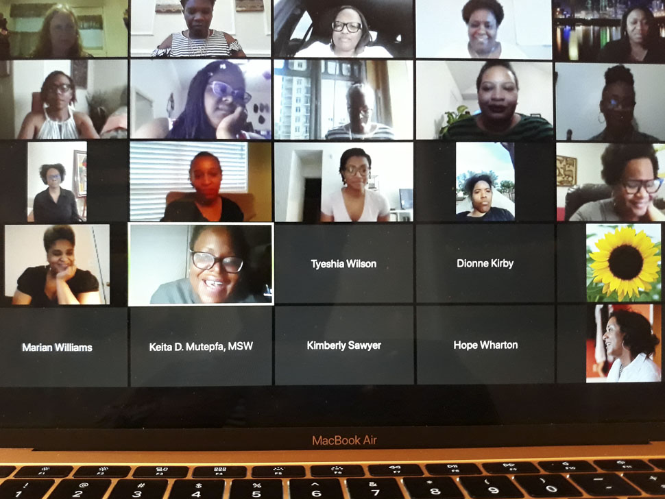 The HERitage virtual grantee celebration was held via Zoom with members and grantees. [Courtesy: TWF]