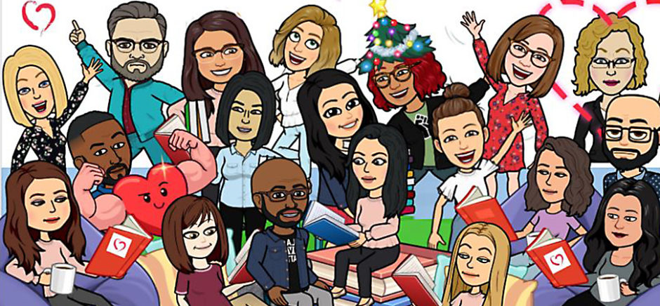Teachers at Momentus School, a pre-K to 5th grade school specializing in social emotional health, took their team photo this year with Bitmojis. [Courtesy of Momentous Institute]