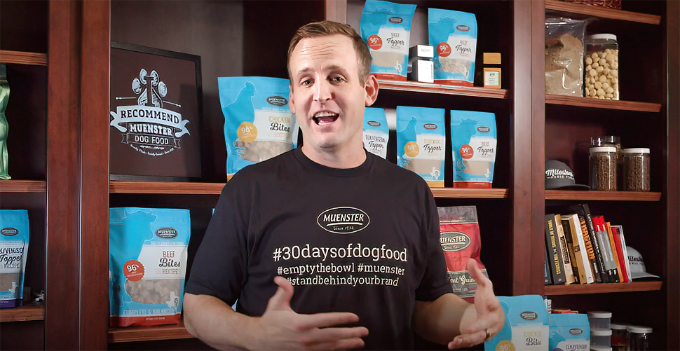 Mitch Federhoff in Muenster Milling’s documentary on his 30-day menu of pet food. [Video Still: Muenster Milling]