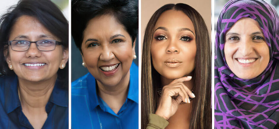 DFW*ATW 2021 event speakers Shanthi Rajaram, Indra Nooyi, Danyel Surrency Jones, and Aneesa Muthana.