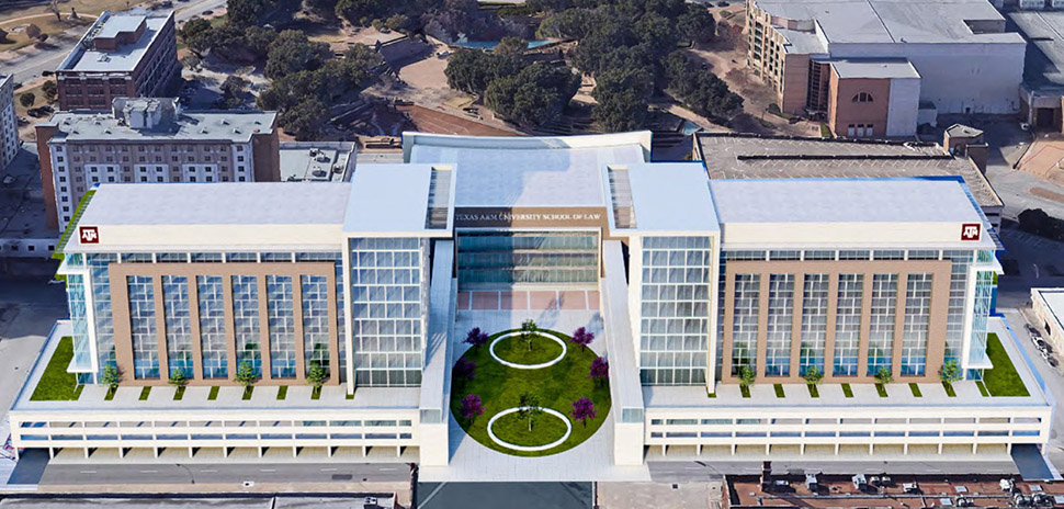 A rendering show the announced Texas A&M System Research and Innovation Center in downtown Fort Worth—dubbed “Aggieland North.'