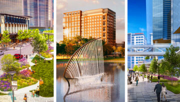 Renderings from left: Frisco Station, Cypress Waters, CityLine
