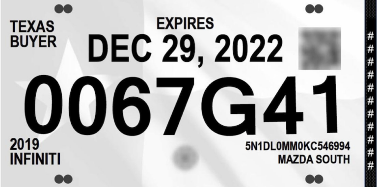 Paper Plates New Temporary Tags From Texas DMV Embedded With Security 