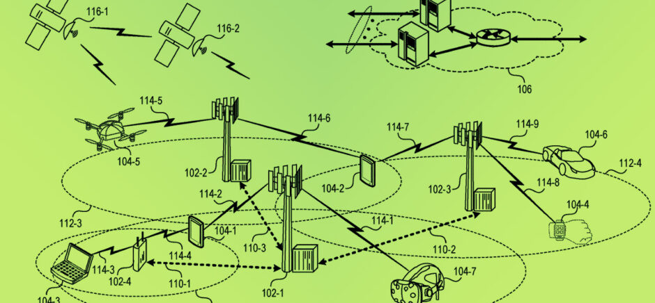 T-Mobile USA has received a newly granted patent for "Autonomous Delivery to a Dynamic Location," invented by Prosper-based Sathyaraj Kolandasamy. The patent describes a system that enables an autonomous vehicle to update its delivery destination in real time by tracking the changing location of a user's wireless device—allowing items to be delivered even as the recipient moves. [Source image: USPTO Patent #12282888, Fig. 1; background by DI Studio]