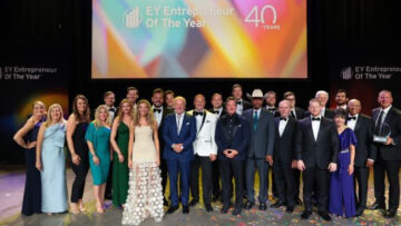 The 2025 Southwest winners and stakeholders gather on stage at the EY Entrepreneur of the Year awards last weekend. [Photo via Dennis Cail]