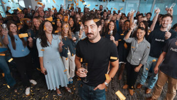 FieldPulse founder and CEO Gabe Pinchev (center) celebrates with his Dallas team after announcing the company’s $50 million Series C funding round, led by Fulcrum Equity Partners with Catalyst Investors joining as a new backer. [Photo: FieldPulse]