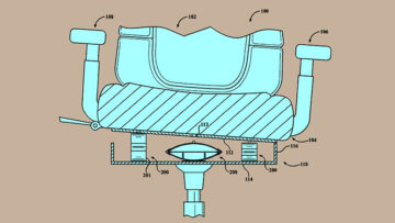 Plano-based Motor Engineering Manufacturing North America has received a newly granted patent for a chair that moves in sync with on-screen action. The system uses actuators made with shape-memory materials to shift the seat in response to video games, movies, or other visual content—mimicking motion for a more immersive experience. The patent was invented by Brian J. Pinkelman, Ryohei Tsuruta, and Michael Paul Rowe of Pinckney. [Composite illustration: Sources, USPTO Patent #12383066, Fig. 9; DI Studio]