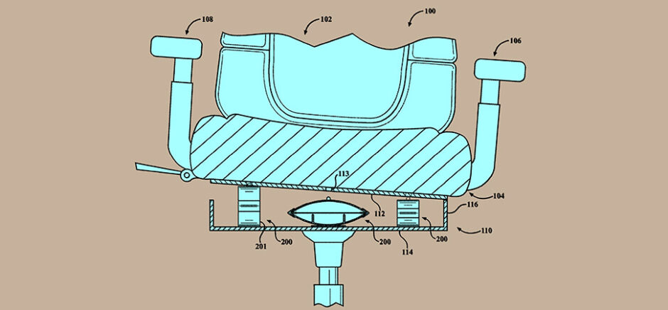 Plano-based Motor Engineering Manufacturing North America has received a newly granted patent for a chair that moves in sync with on-screen action. The system uses actuators made with shape-memory materials to shift the seat in response to video games, movies, or other visual content—mimicking motion for a more immersive experience. The patent was invented by Brian J. Pinkelman, Ryohei Tsuruta, and Michael Paul Rowe of Pinckney. [Composite illustration: Sources, USPTO Patent #12383066, Fig. 9; DI Studio]