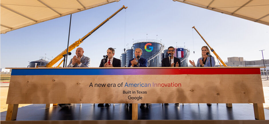 At Google’s Midlothian data center on Nov. 14, Google executives joined Texas Governor Greg Abbott and other government leaders to announce the company’s $40 billion Texas investment. [Photo: Google]