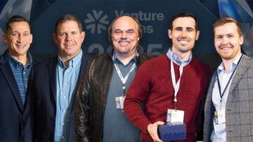 Among the leaders of the 2025 Venture Dallas Startup of the Year winners are BILT Inc. President and COO Ahmed Qureshi and Chairman and CEO Nate Henderson; Worlds CEO Dave Copps; and StableCore CEO Alex Treece and COO Nick Elledge. [Composite image: DI Studio]