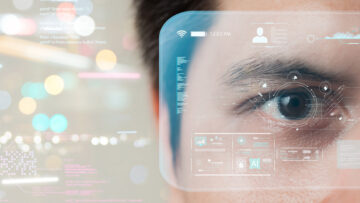 The metaverse universe, Man wearing augmented reality on virtual screen future technology, The real world with the virtual world overlapped, transformed into the virtual world.