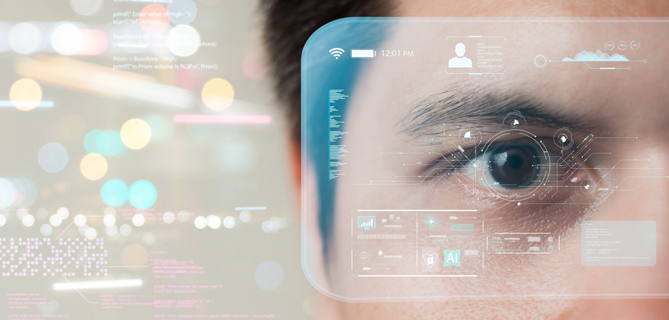 The metaverse universe, Man wearing augmented reality on virtual screen future technology, The real world with the virtual world overlapped, transformed into the virtual world.