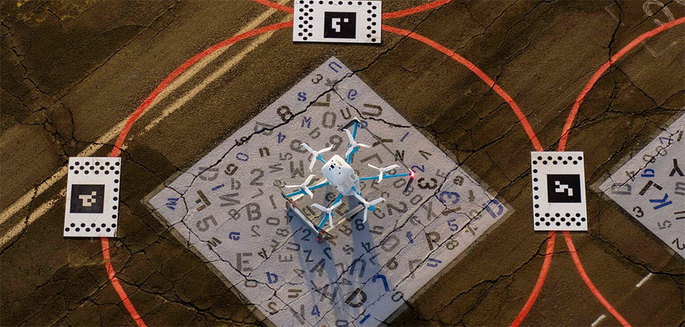 An MK30 drone on a landing pad. Amazon began commercial drone service with the MK30 in College Station, Texas, and the Phoenix metro area in November 2024. [Photo: Amazon]