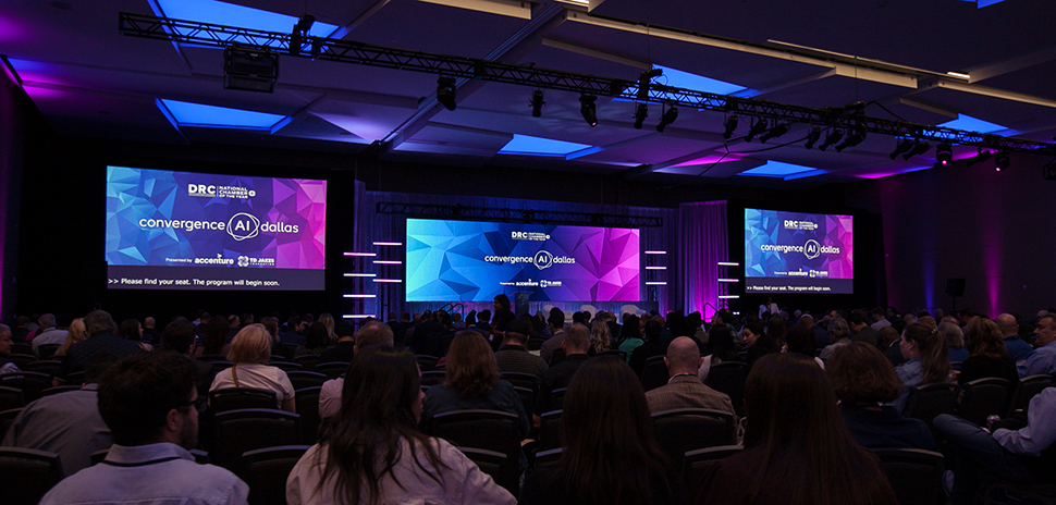 The main stage at the Dallas Regional Chamber's Convergence AI Dallas on March 31, the second day of the two-day conference and the day of Dean Ball's fireside chat on America's AI Action Plan. [Photo: Sandra Louz/DRC]