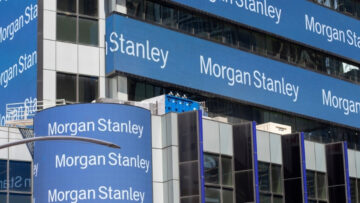 Morgan Stanley logo running on building digital signs