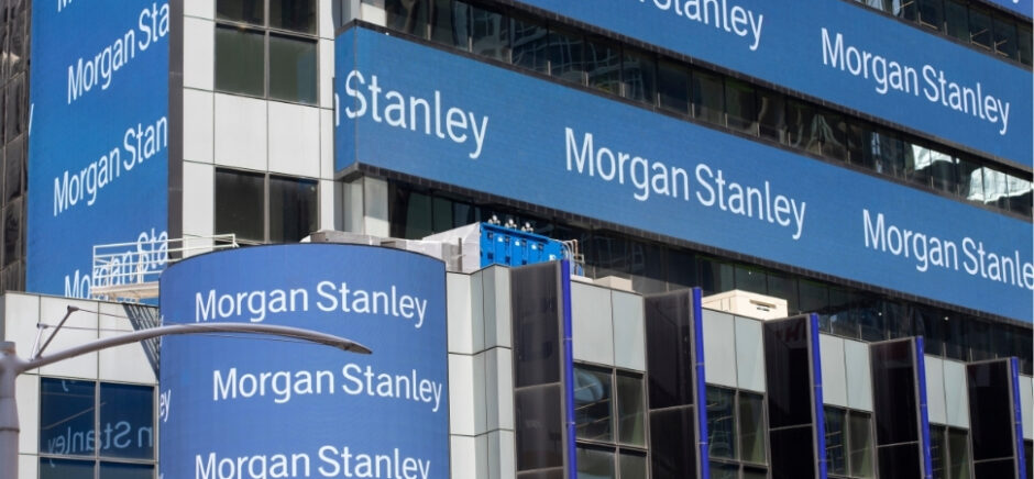 Morgan Stanley logo running on building digital signs