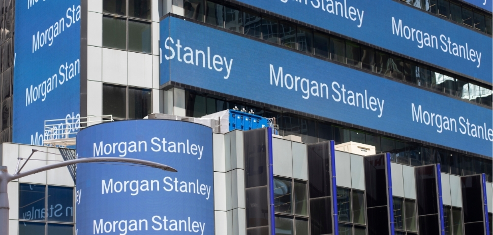 Morgan Stanley logo running on building digital signs