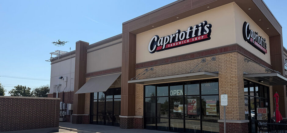 Flytrex drone outside Capriotti's sandwich shop