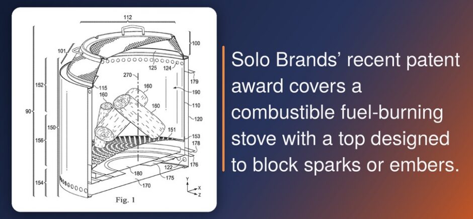 Patent figure image of a combustible fuel-burning stove