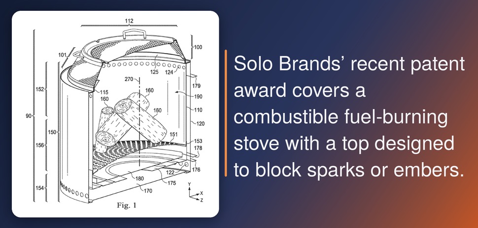 Patent figure image of a combustible fuel-burning stove